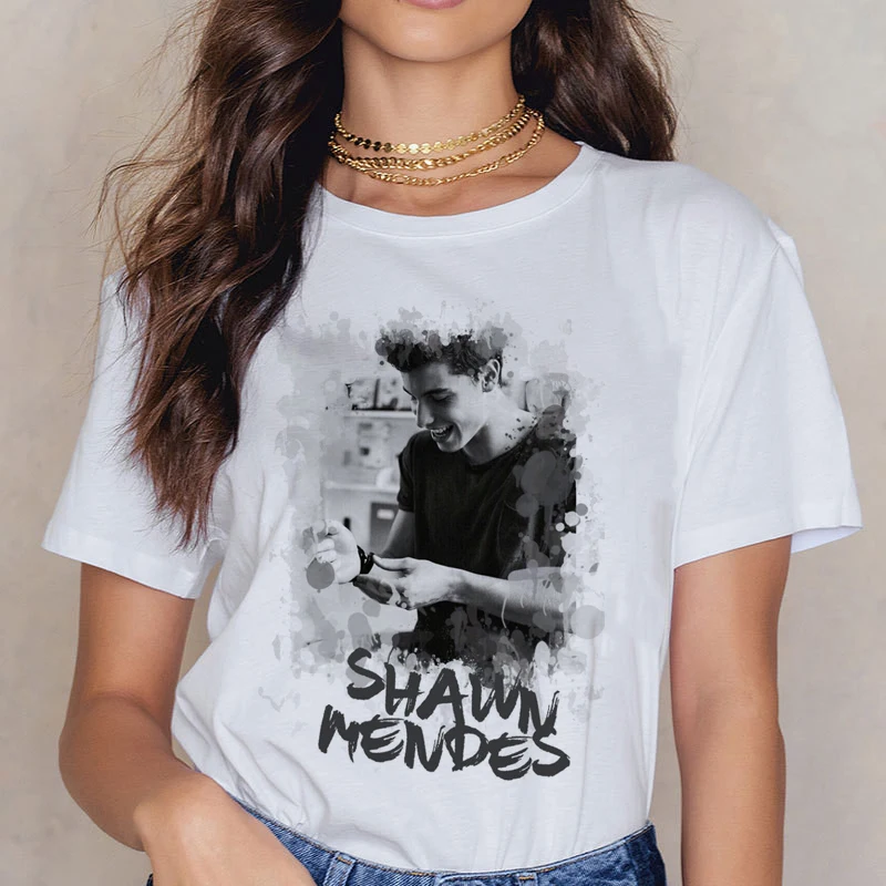 Shawn Mendes Funny Printed T Shirts Women Harajuku Ullzang Fashion T-shirt 90s Graphic Funny Print Tshirt Summer Top Tees Female