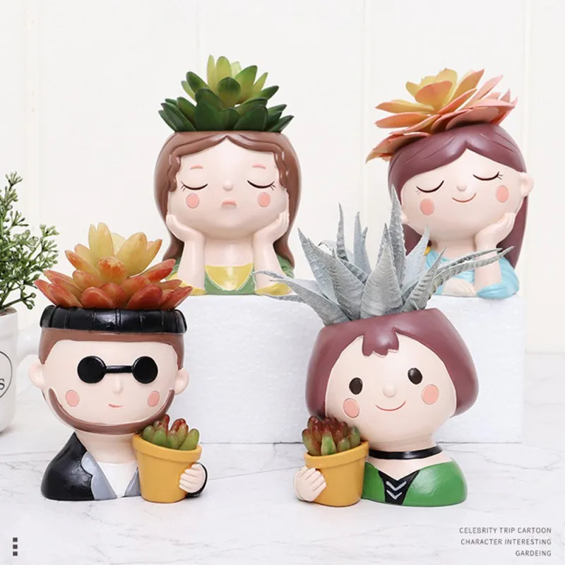 

Cute Cartoon Character Succulent Planters Vinyl Flower Pot for Home Tabletop Decor Various Styles Available Garden Wedding Decor