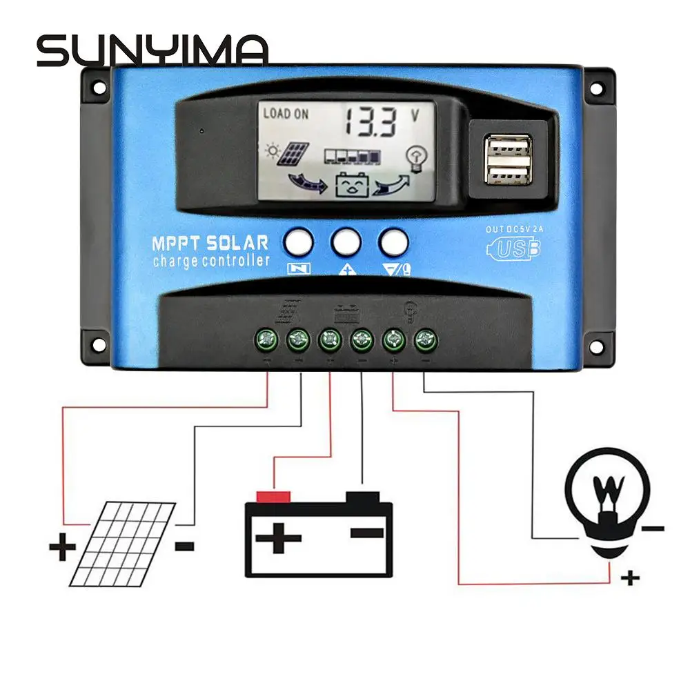 SUNYIMA 60A 30A со слежением за максимальной точкой мощности, интеллигентая(ый) блок управления установкой на солнечной батарее 12V 24V Авто фокус Панели солнечные Батарея клетки регулятор Зарядное устройство для дома Применение PV