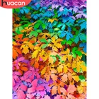 Алмазная живопись HUACAN с цветными листьями, полноразмернаякруглая мозаика, вышивка крестиком, домашний декор