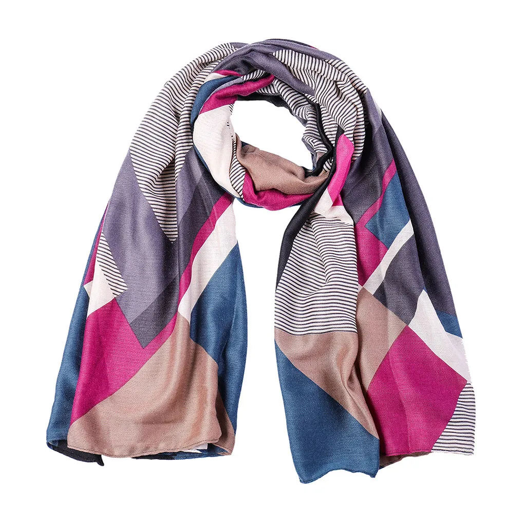 

Cotton and linen scarves striped women's scarf Stripe Pashmina Shawl Wrap Elegant Wrap Head Scarve Winter warm long scarf Tippet