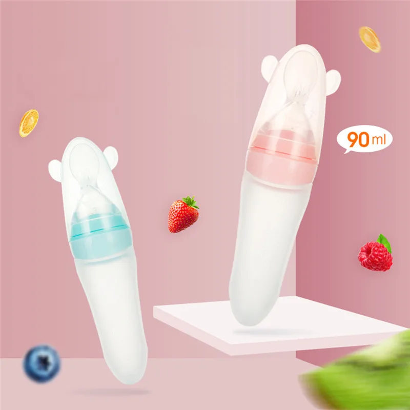

Silicone Rice Paste Bottle Feeding Soft Head Food Baby Baby Food Supplement Spoon Bottle Liquid Squeezed Baby Supplies