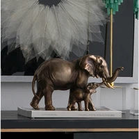 EUROPEAN CREATIVE RETRO BRASS GOLD ELEPHANT ART SCULPTURE LUCKY ANIMALS RESIN CRAFTS DESKTOP DECORATIONS FOR HOME R3530