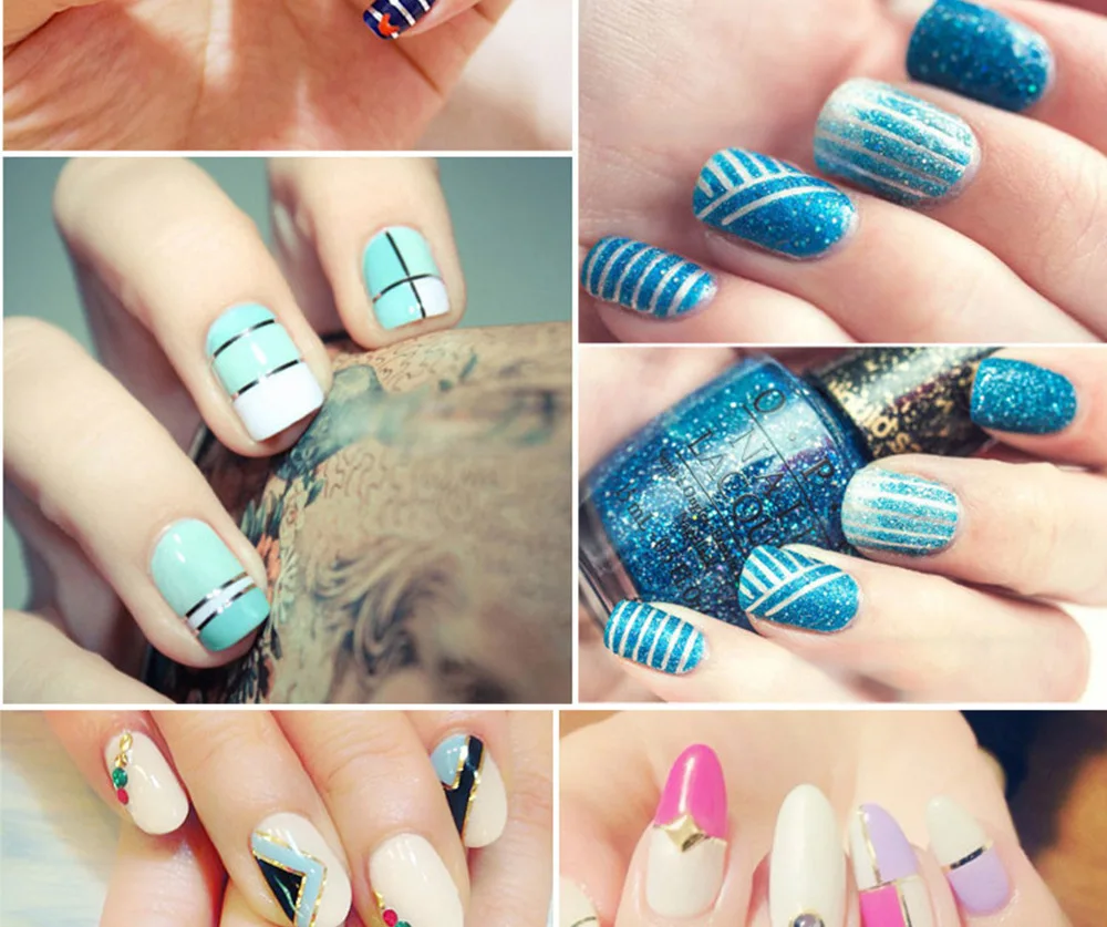 600set/lot Mix Styles 0.1x200cm Eco-Friendly 3D Manicure Nail Stickers Cannetille Solid Laser Rainbow Art Supplies HA1845 | Красота и