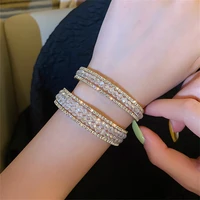 luxury crystal bracelet for women trendy heavy metal double chain coupler bead chain bling aaa cubic zirconia fine jewelry gift