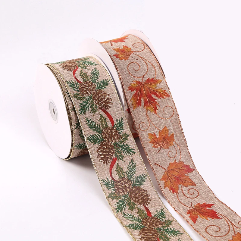 

25 yards/roll 6.3cm Burlap Ribbon Linen Ribbon DIY Ribbon craft supplies Christmas Gift Box Decorations Ribbons For Crafts