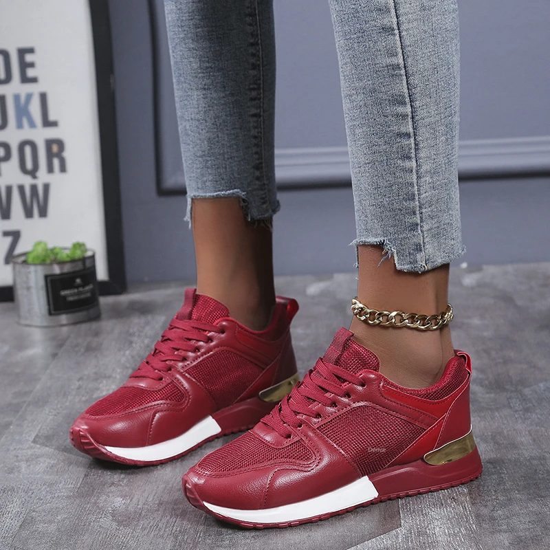 

Women's Round Toe Flat Sneakers 2021 Summer New Mesh Breathable Casual Shoes Solid Color Lace-up Walking Shoes Women's Shoes