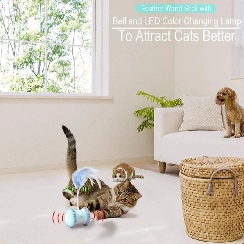 

Robotic Interactive Cat Toy Feather Balance Car for Indoor 360 Degree Self Rotating Automatic LED USB Charging Pet Cat Toys