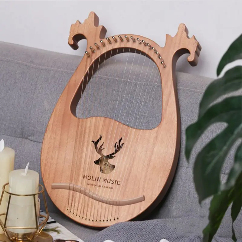 

Mahogany Wood Harp 16 String 16 Tone Harp Portable Lyre Musical Instrument Gift
