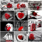 AZQSD без рамки картина маслом черный и красный серии на холсте наборы Роза живопись по номерам пейзаж ручной работы подарок 50x40cm