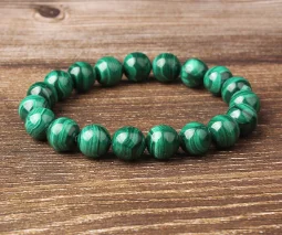 malachite Linxiang Модные украшения 4/6/8/10 мм Малахитовый браслет Костюмы очаровательное амулет для Для мужчин и Для женщин - Окраска металла: malachite