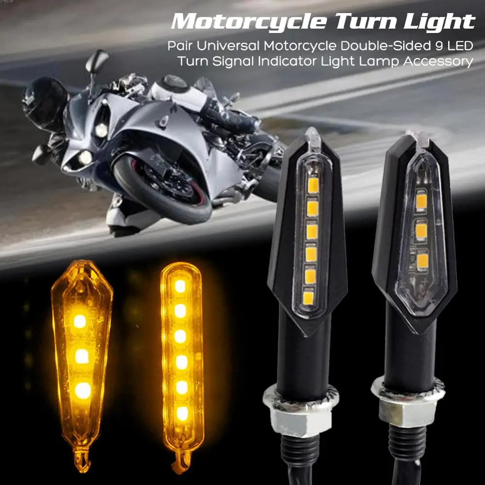 

1 Pair Motorcycle Double-Sided LED Turn Signal Indicator Light Lamp Accessory Fit for Kawasaki Honda Suzuki Universal