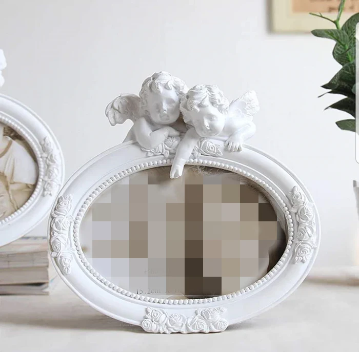 6 inch White oval Ретро фоторамки золотистого цвета, семейные свадебные фоторамки для пар, Фоторамки из смолы, стеклянные рамки для домашнего декора, овальные прямоугольные - Цвет: 6 inch White oval