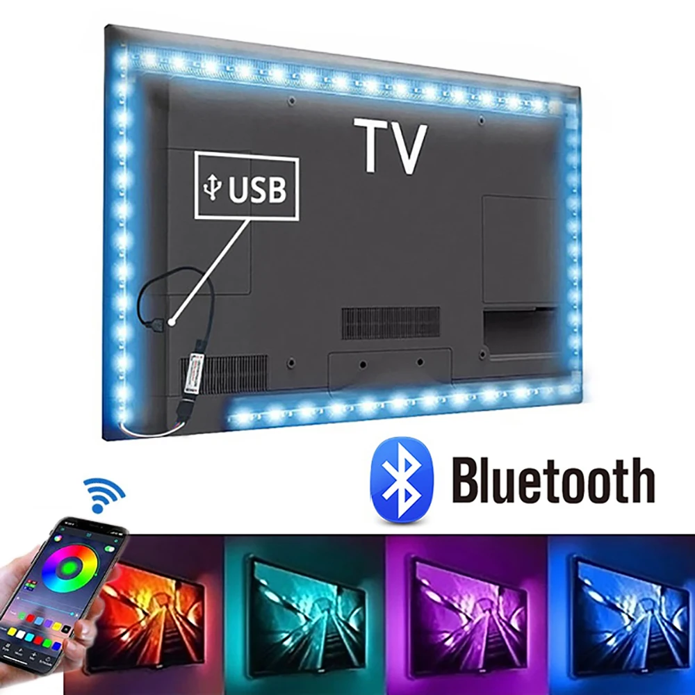 

Светодиодная ленсветильник RGB для подсветки телевизора, 3/5/5 В, USB 2835, 1/2 м
