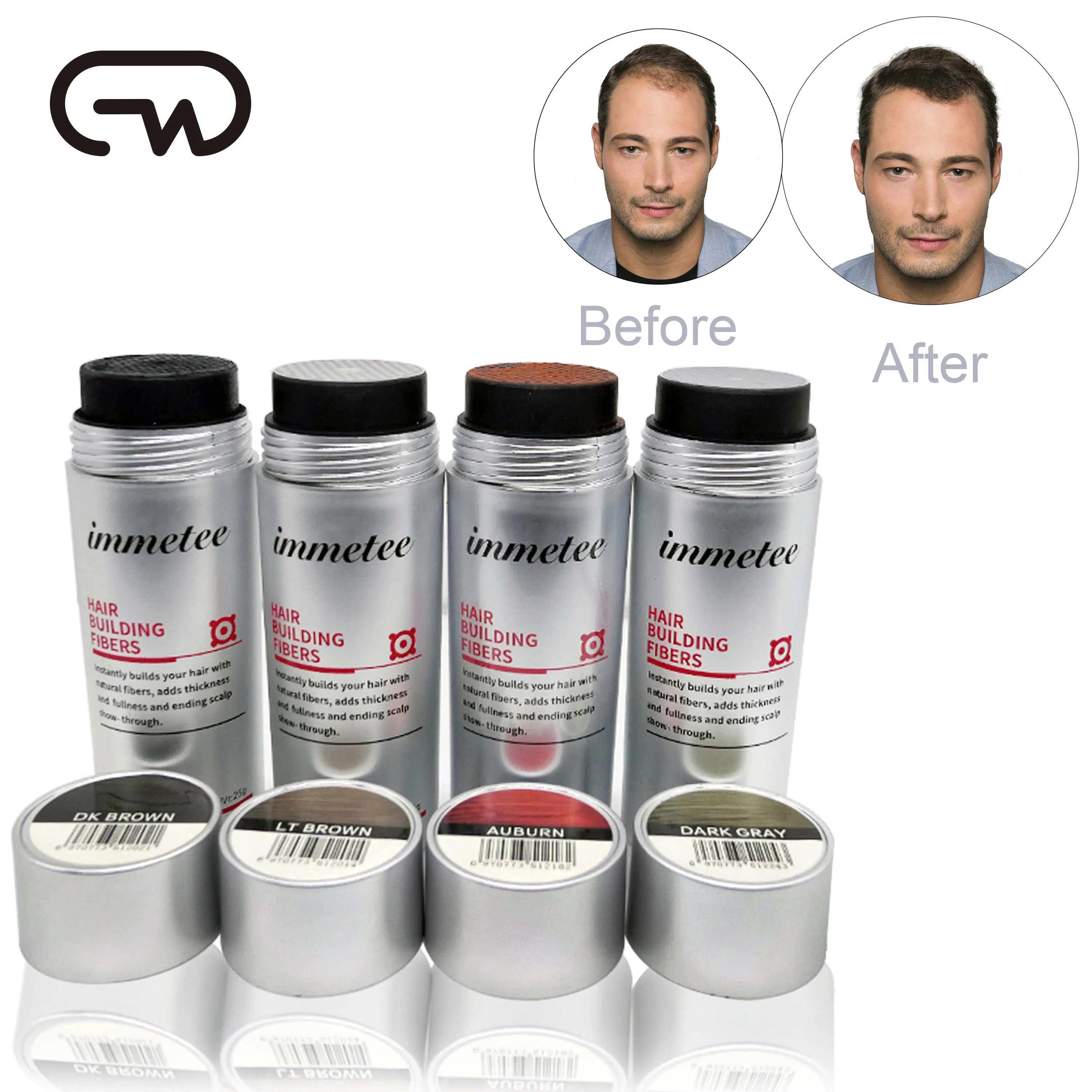 Волокна для волос immetee собирают более полные и густые волосяные волокна пудра