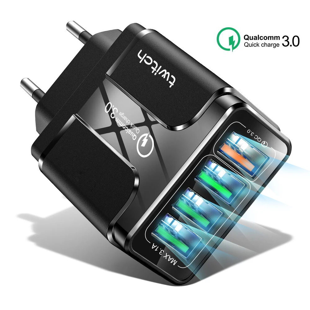 Twitch 18 Вт 4 порта USB зарядное устройство Быстрая зарядка QC 3 0 для iPhone 11 Samsung S10 Xiaomi Huawei