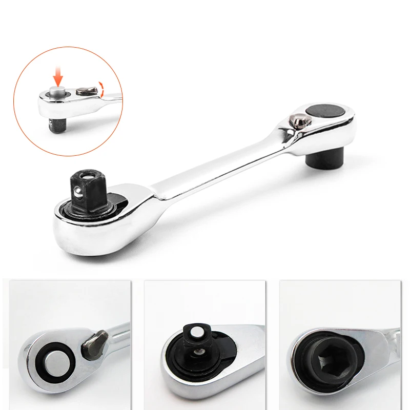 Double-Ended Torque Small Socket Wrench Spanner Hand Repair Tools 1PC 1/4&quotMini Ratchet | Инструменты