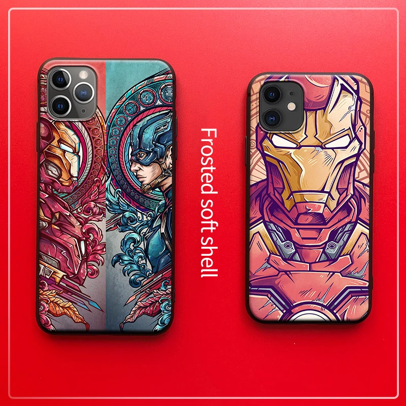 

Mobile Phone Case for Iphone 11 Marvel Spider Iron Man for IPhone11pro American Team Custom Iphone 11promax Soft Silicone Male