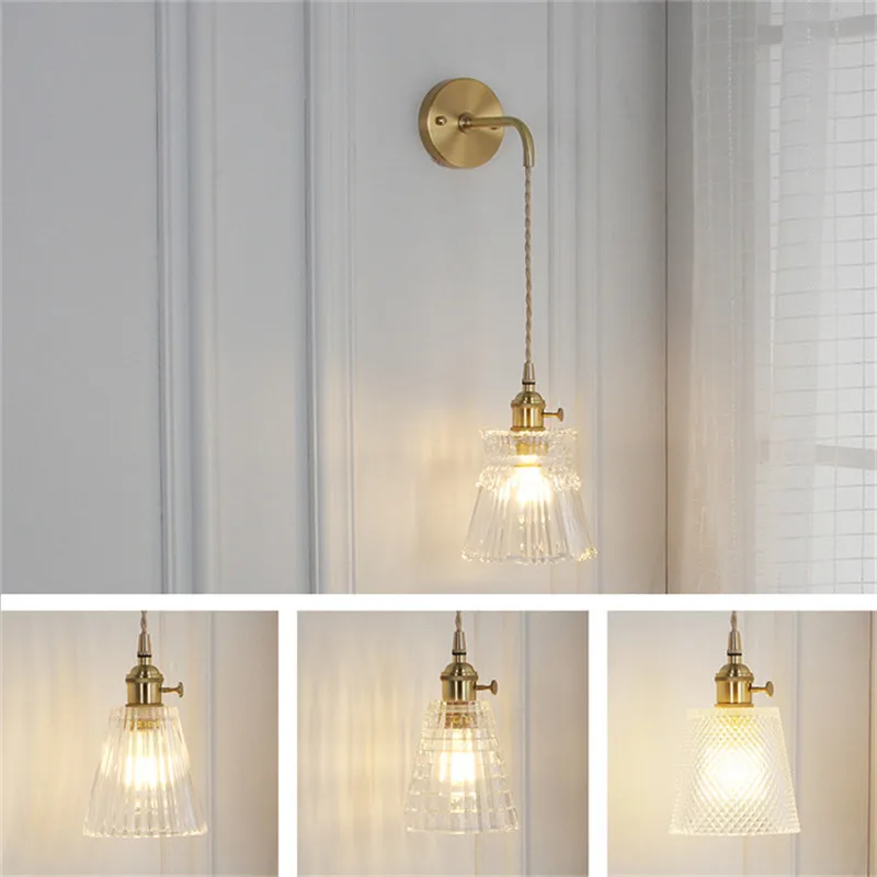 Несколько стилей современный прикроватный латунный стеклянный настенный