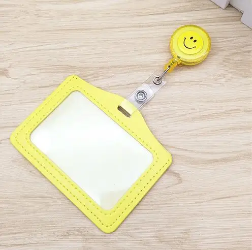Yellow ETya мультяшный милый держатель для карт, выдвижной ремешок на шею, визитница, визитница - Цвет: Yellow