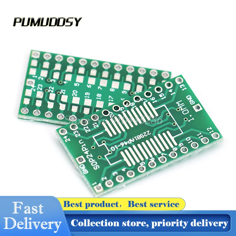 

20PCS/Lot SOP24 SSOP24 TSSOP24 to DIP24 PCB SMD DIP/Adapter plate Pitch 0.65/1.27mm PCB Board