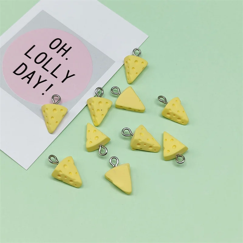 20Pcs Resin Charms Cute Cartoon Mini Cheese Pendant Accessories For Making Earrings Brooch Phone Case Keychain DIY Jewelry Craft