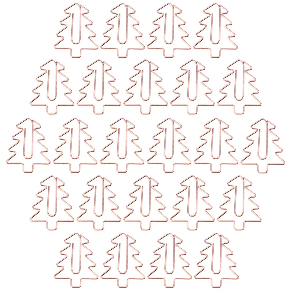 

24pcs Cartoon Christmas Tree Paper Clips File Clamps Office Stationery School Supplies Rose Gold