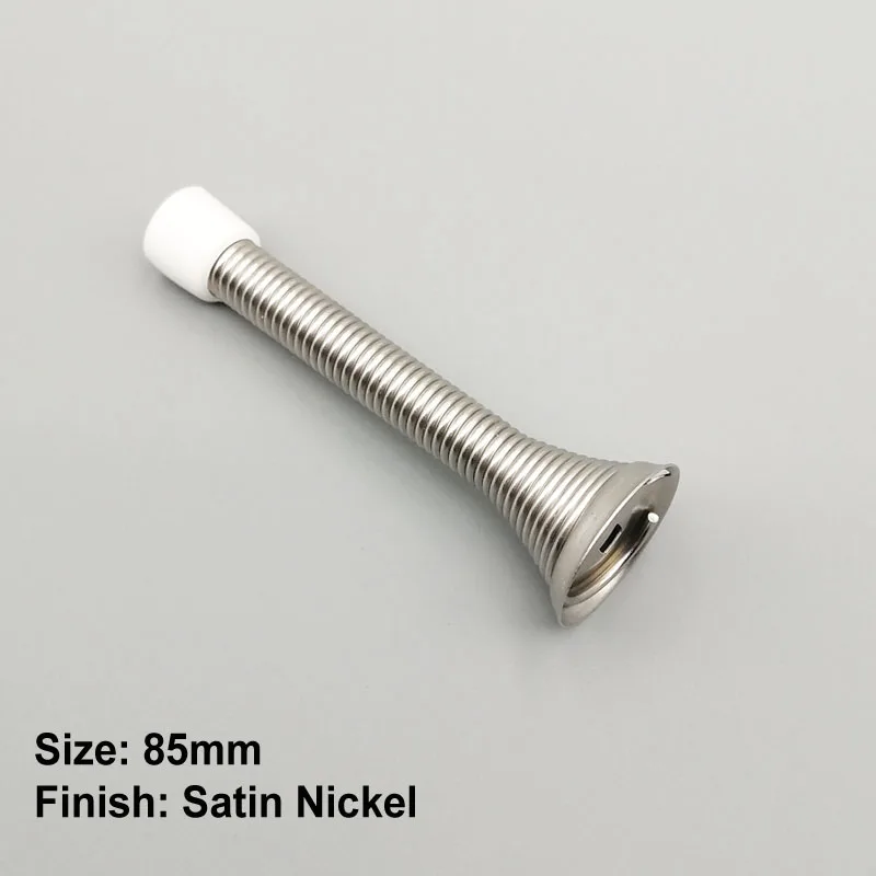 Stain Nickel 85mm Пружинные дверные упоры, гибкий настенный плинтус пружинный ограничитель открывания двери - Цвет: Stain Nickel 85mm