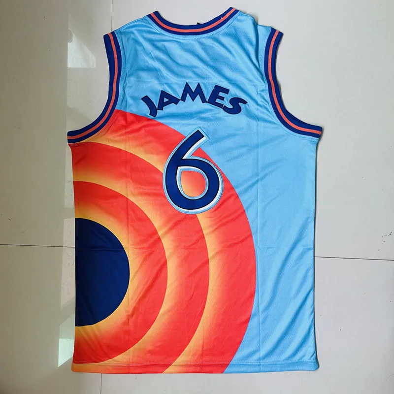 

Коллекция 2022 года, американский космос, Джеймс, 6 #, набор из футболки для баскетбола, Спортивная футболка с рукавом «воздушный Слэм»