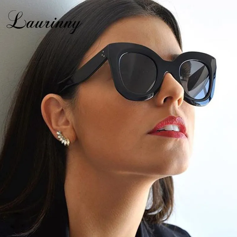 New Vintage Oversized Cat Eye Sunglasses Women 2021 Brand Design Sun Glasses Gradient Lens Flat Top Shades Lady Eyeglasses UV400