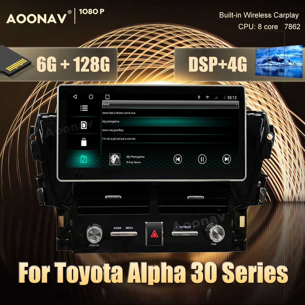 

128G 2 din Android car radio For Toyota Alpha 30 Series car GPS navigation DvD player multimedia Stereo receiver Head Unit