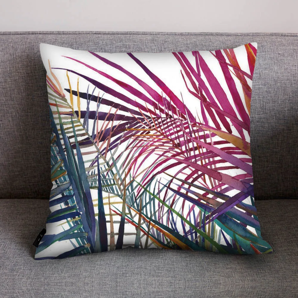 Новый чехол для подушки с принтом тропических растений зелеными листьями из