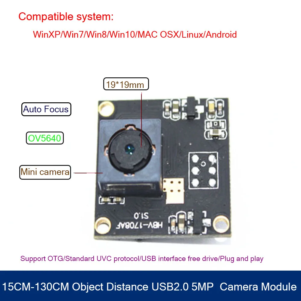 HBVCAM 5MP микро Usb модуль камеры USB2.0 кабель 15 см-130 см расстояние объекта для Windows 2000 \ XP