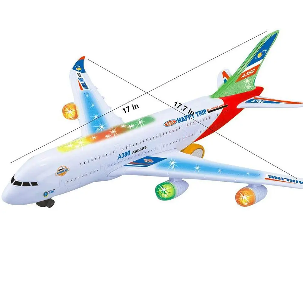 

Kids Electric Airplane Toy Simulation Aircraft Jet Toy with Flashing Lights & Realistic Engine Sounds 360 Rotating A380 Plane