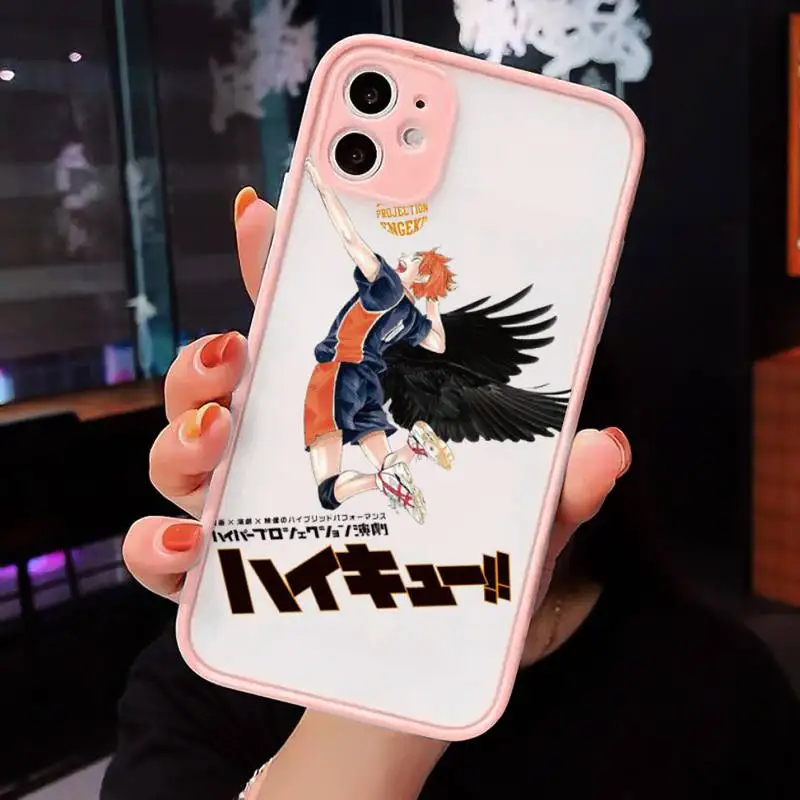 

Anime volleyball boy Phone Cases Matte transparent For Pink iPhone 12 Mini 11 Pro XR XS Max 7 8 Plus X Back Cover