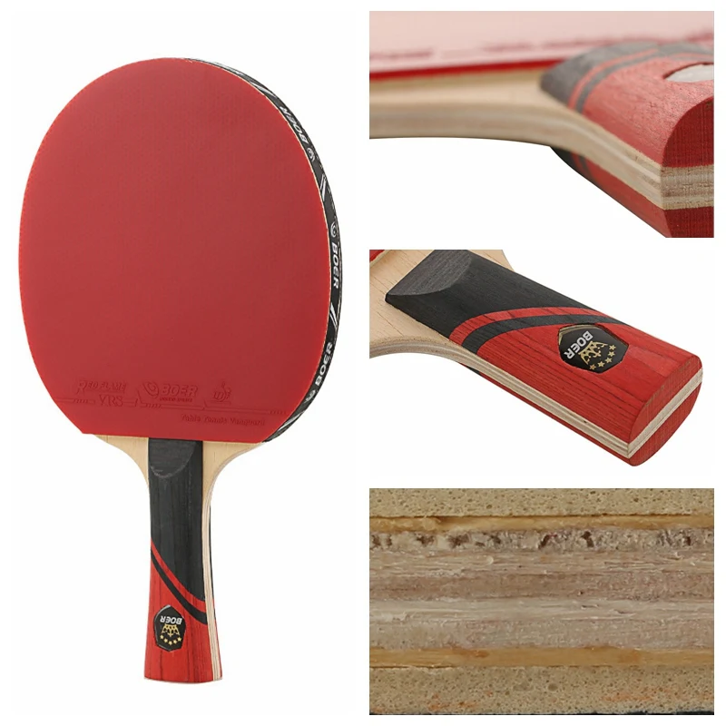 

Professional Rubber Table Tennis Paddle Ping Pong Racket Straight Horizontal Grip Table Tennis Racket With Case