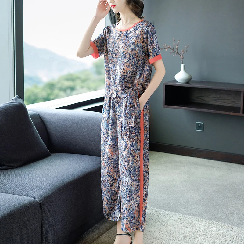 Летний комплект из 2 предметов женские модные цветочные подходящие комплекты для