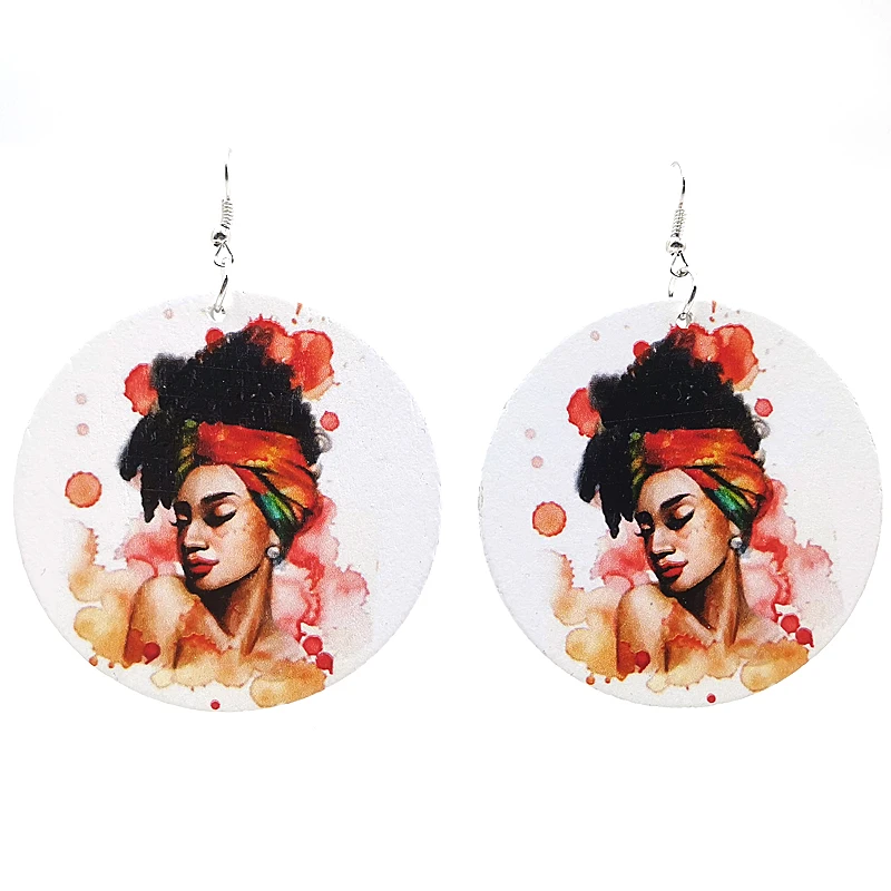 YD & YDBZ печатные тюрбан в африканском стиле женские деревянные висячие серьги афро