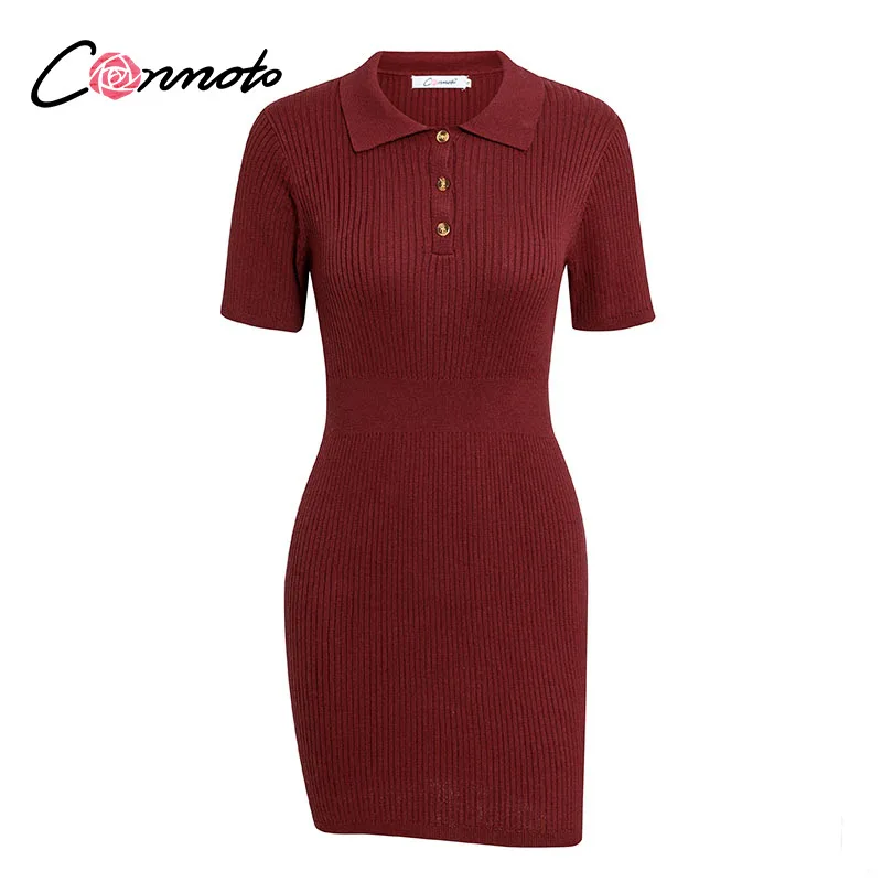 Conmoto Однотонное вязаное платье сексуальное облегающее платье-свитер с