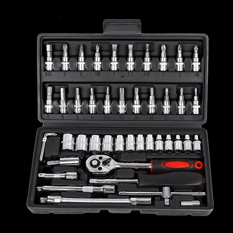 

1 Set of Multifunctional Ratchet Wrench Set Mechanical Repair Tool Combination Kit with Carrying Case for Car Repair