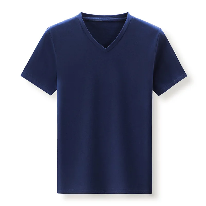 

2021 summer popular new men's pure color collar short sleeve v-neck collar fashion casual men's T-shirt