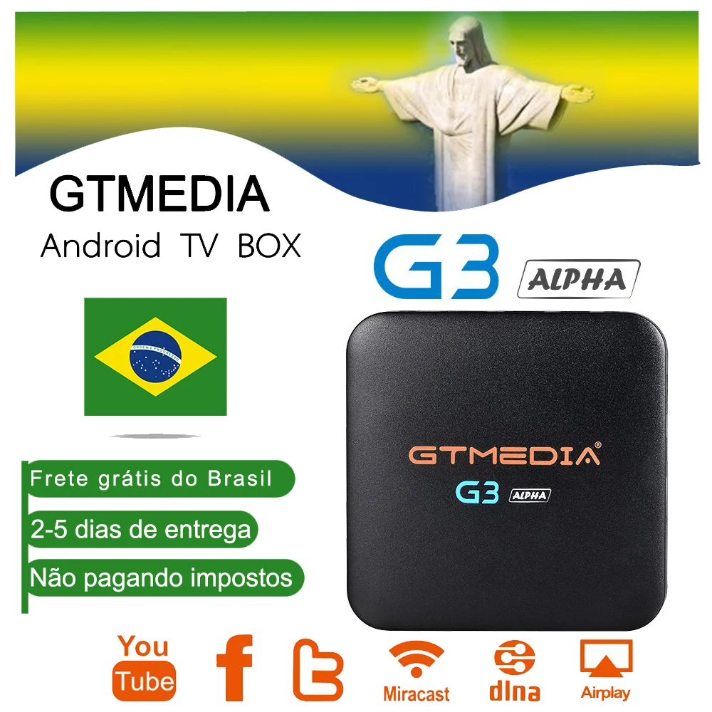 Бразилия GTmedia Android tv G3 tv Box Amlogic S905X Android 7.1.2 2 ГБ+ 16 Гб 2,4G 5G WiFi 100 Мбит/с BT4.0 поддержка 4K H.265 IP tv m3u