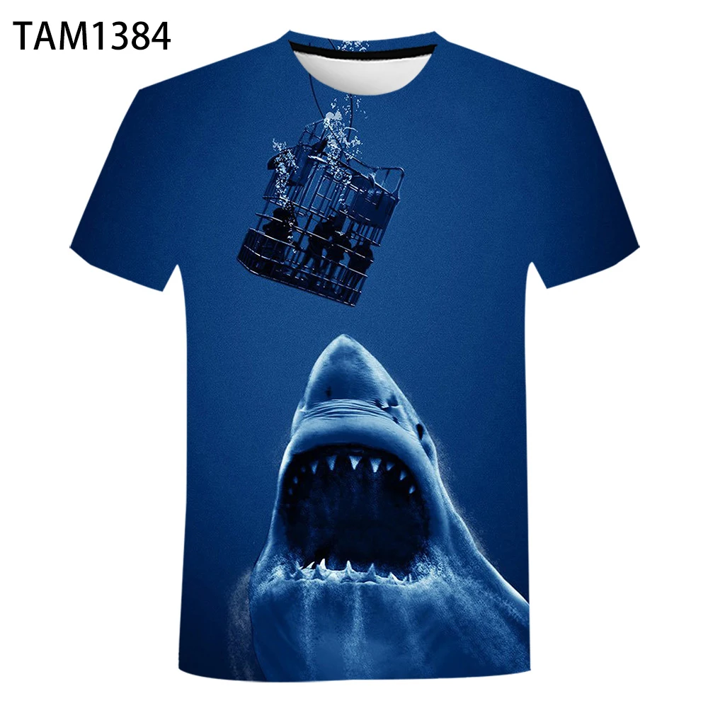

Diving shark New Fashion Spring summer 2021 3D t-shirt printing Men Women Children Cartoon Casual t-shirt shark