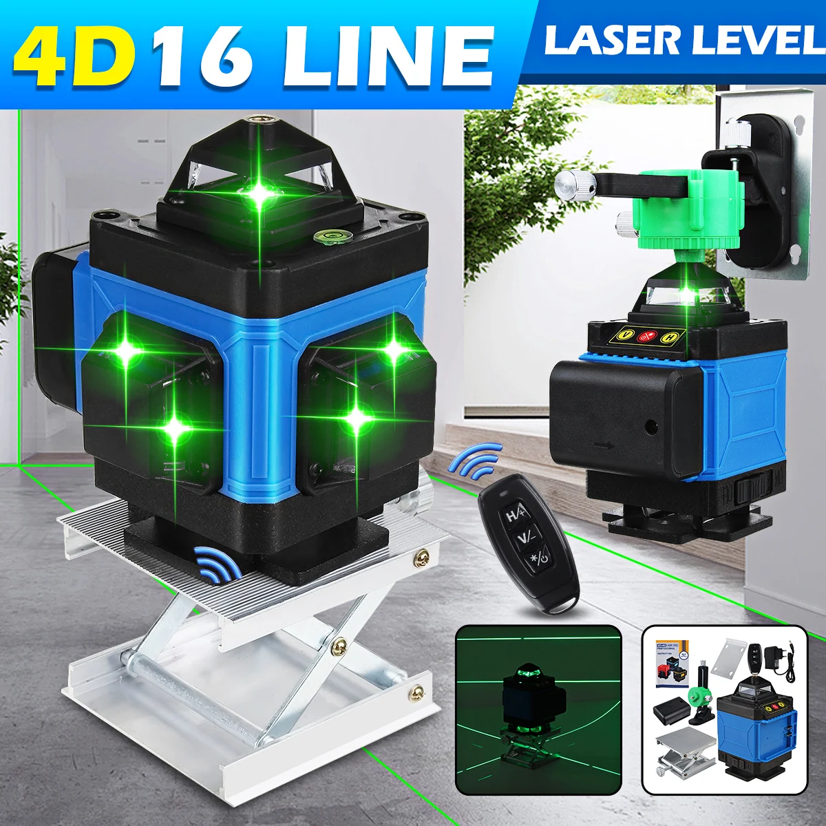 

16 Lines 4D Green Laser Level Auto Self-Leveling 360 Horizontal And Vertical Cross Super Powerful Green Beam Line Laser Level