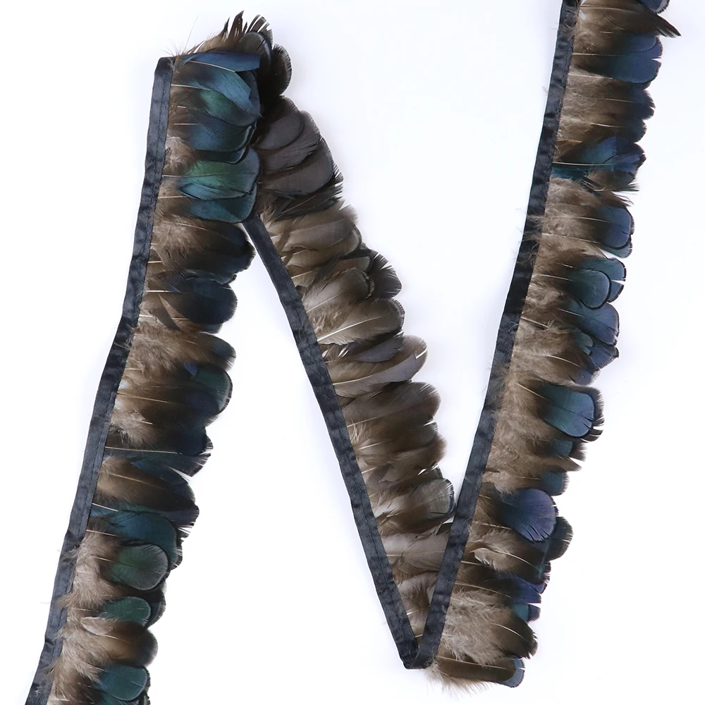 Натуральные синие перья фазана 1 метр отделка бахрома 5-6 см шлейф на ленте для