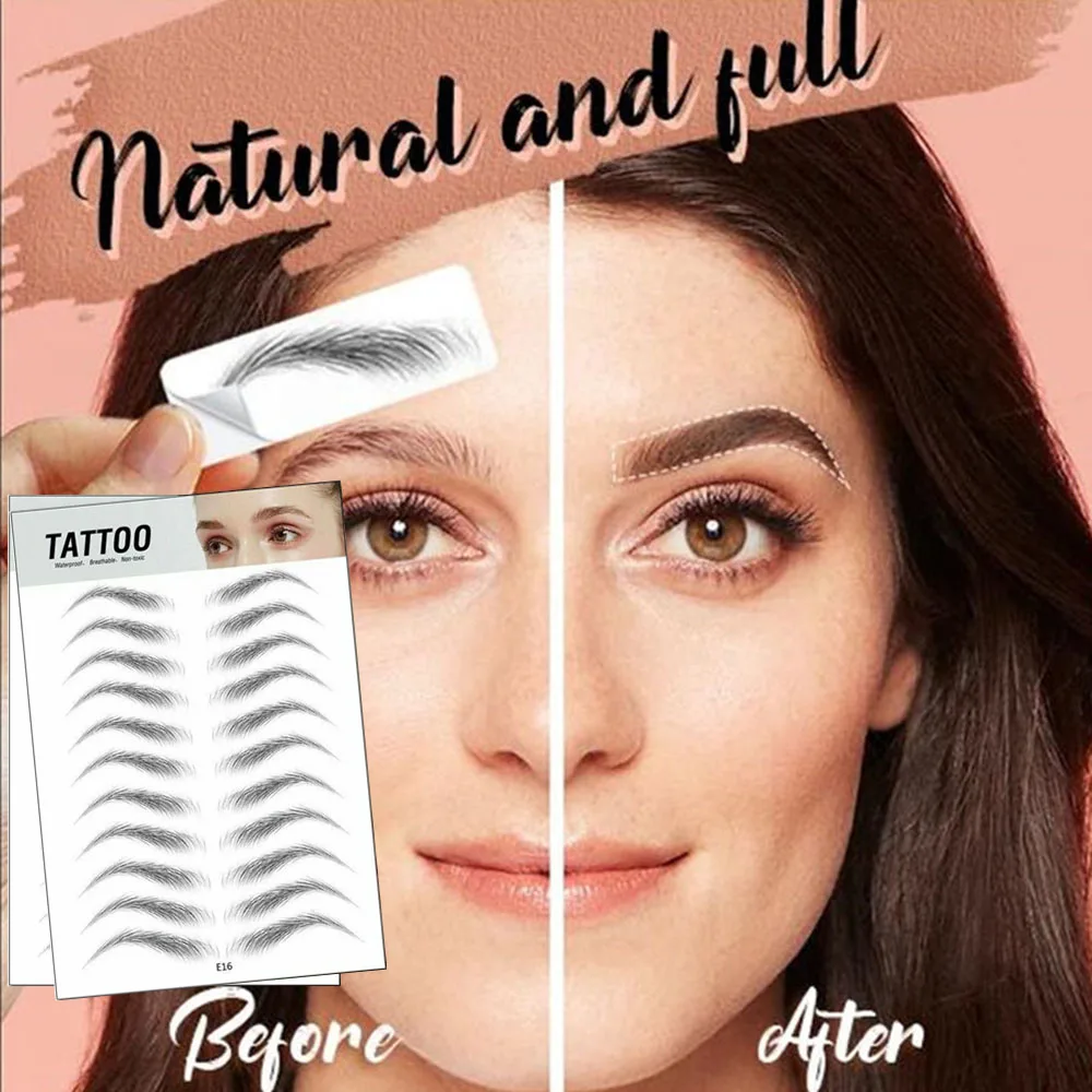 4D Hair-like Eyebrow Tattoo Sticker False Eyebrows Waterproof Lasting Stick-on Makeup Tool | Красота и здоровье