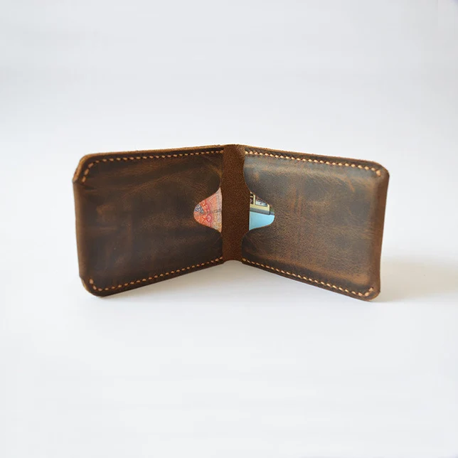 Держатель для карт ручной работы из натуральной кожи минималистичный кошелек