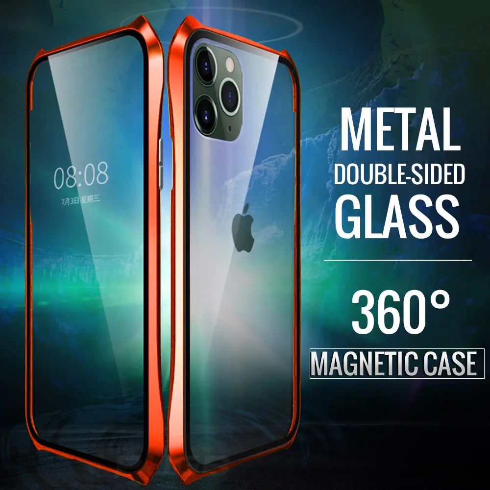 Двусторонний стеклянный Магнитный чехол для Apple iPhone 11 Pro Max магнитный Роскошный
