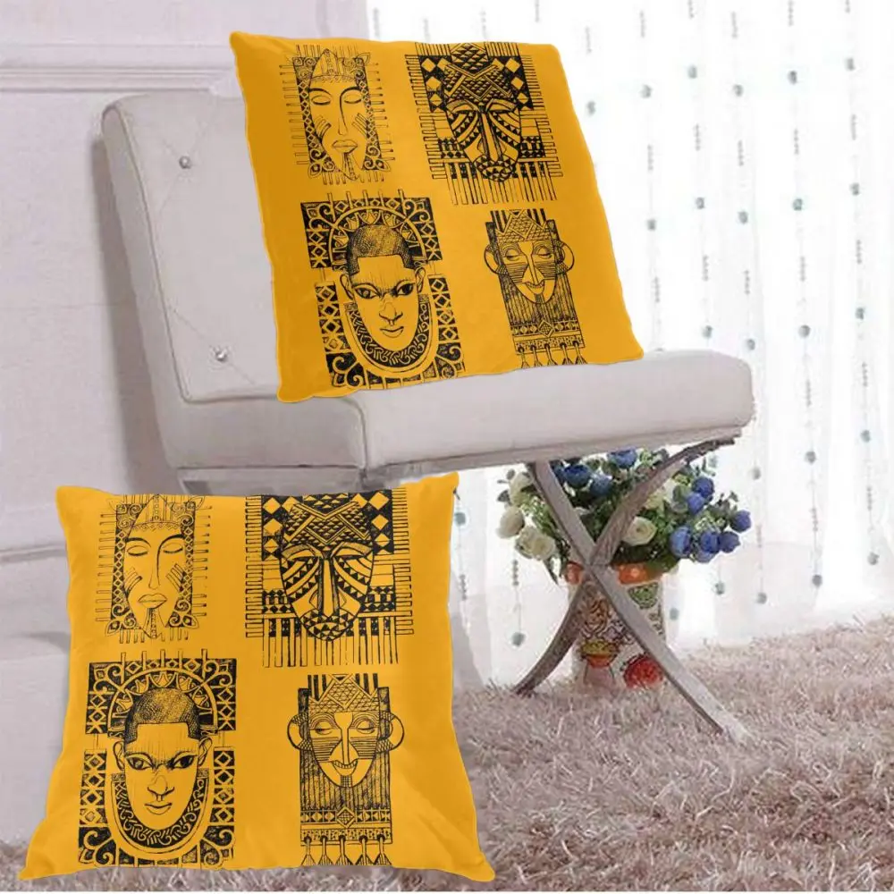 

African Mask Illustration Pillowcase Comfortable Pillow Cover Pillowcase For Bed Throw Pillow Covers