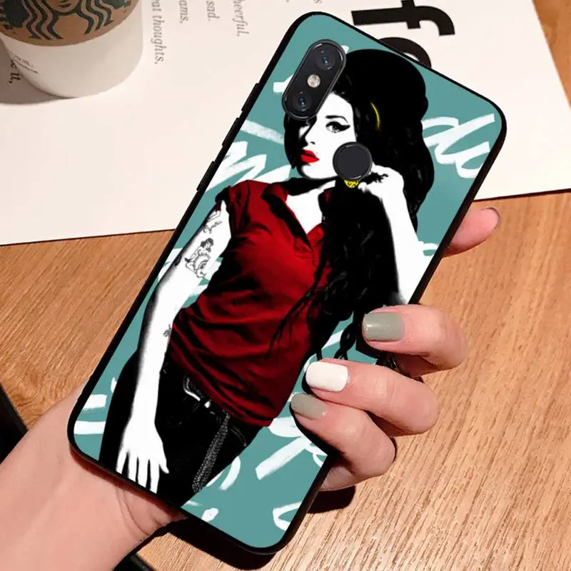 

Amy Winehouse Uk Girl Singer Art high quality Anti-fall Phone Case shell For Xiaomi Redmi note 7 8 9 t k30 max3 9 s 10 pro lite